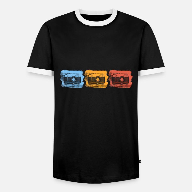 Camera - Men's Ringer Shirt - black/white