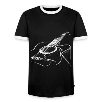 Guitare acoustique - Amateurs de musique - T-shirt contrasté Homme - noir/blanc - Devant - AI Model Female 172 light (172cm) & AI Model Male 178 light (178cm)