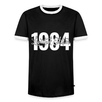 Limited Edition 1984 - Männer Kontrast-T-Shirt - Schwarz/Weiß - Vorne - AI Model Female 172 light (172cm) & AI Model Male 178 light (178cm)