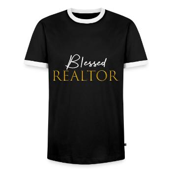 Realtor Design For Real Estate Agents and Brokers - T-shirt contrasté Homme - noir/blanc - Devant - AI Model Female 172 light (172cm) & AI Model Male 178 light (178cm)