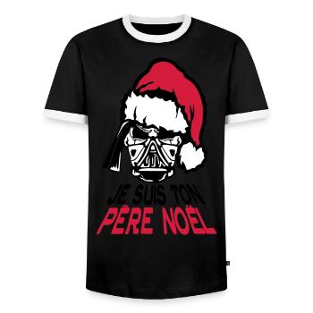 je suis ton pere noel citation tete mort - T-shirt contrasté Homme - noir/blanc - Devant - AI Model Female 172 light (172cm) & AI Model Male 178 light (178cm)