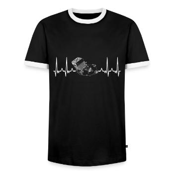 Simson S51 Motor M54 - M541 - Heartbeat - Männer Kontrast-T-Shirt - Schwarz/Weiß - Vorne - AI Model Female 172 light (172cm) & AI Model Male 178 light (178cm)