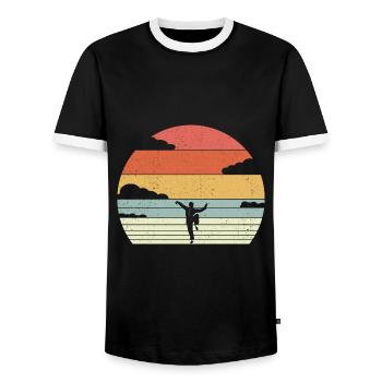Kung Fu - Men's Ringer Shirt - black/white - Front - AI Model Female 172 light (172cm) & AI Model Male 178 light (178cm)