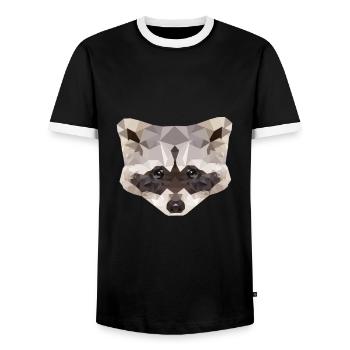 Waschbär Polygon - Männer Kontrast-T-Shirt - Schwarz/Weiß - Vorne - AI Model Female 172 light (172cm) & AI Model Male 178 light (178cm)