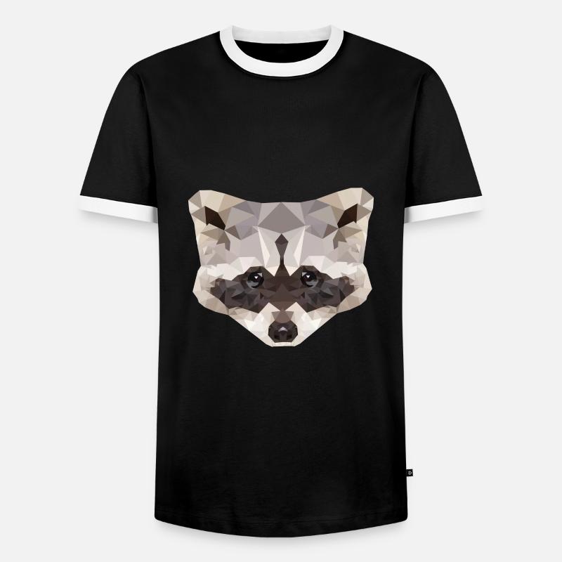 Waschbär Polygon - Männer Kontrast-T-Shirt - Schwarz/Weiß