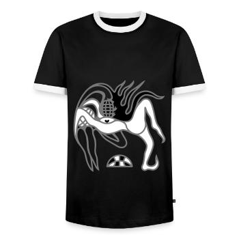 Fitness à côté. Séance d’entraînement romantique pour deux - T-shirt contrasté Homme - noir/blanc - Devant - AI Model Female 172 light (172cm) & AI Model Male 178 light (178cm)