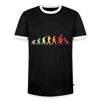 Evolution Funny Belgian Malinois Shepherd Dog - Men's Ringer Shirt - black/white - Front - AI Model Female 172 light (172cm) & AI Model Male 178 light (178cm)