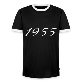 Cadeau d’anniversaire 1955, Original depuis 1955 - T-shirt contrasté Homme - noir/blanc - Devant - AI Model Female 172 light (172cm) & AI Model Male 178 light (178cm)