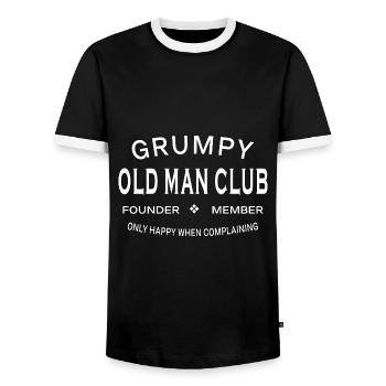 Grumpy Old Man Club - Funny - Men's Ringer Shirt - black/white - Front - AI Model Female 172 light (172cm) & AI Model Male 178 light (178cm)