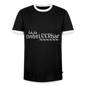 Wortklauberei - Ich bin unbeLEERbar 2 - Männer Kontrast-T-Shirt - Schwarz/Weiß - Vorne - AI Model Female 172 light (172cm) & AI Model Male 178 light (178cm)
