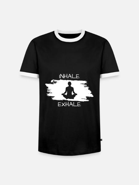 Inhale Exhale - Männer Kontrast-T-Shirt - Schwarz/Weiß