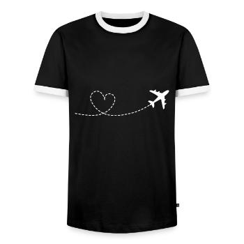 Avion avec arc de cœur - T-shirt contrasté Homme - noir/blanc - Devant - AI Model Female 172 light (172cm) & AI Model Male 178 light (178cm)