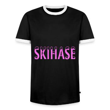 Skihase - Männer Kontrast-T-Shirt - Schwarz/Weiß - Vorne - AI Model Female 172 light (172cm) & AI Model Male 178 light (178cm)
