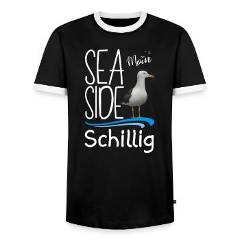 Schillig mer du Nord Moin île schillig Sea Side Möwe - T-shirt contrasté Homme - noir/blanc - Devant - AI Model Female 172 light (172cm) & AI Model Male 178 light (178cm)