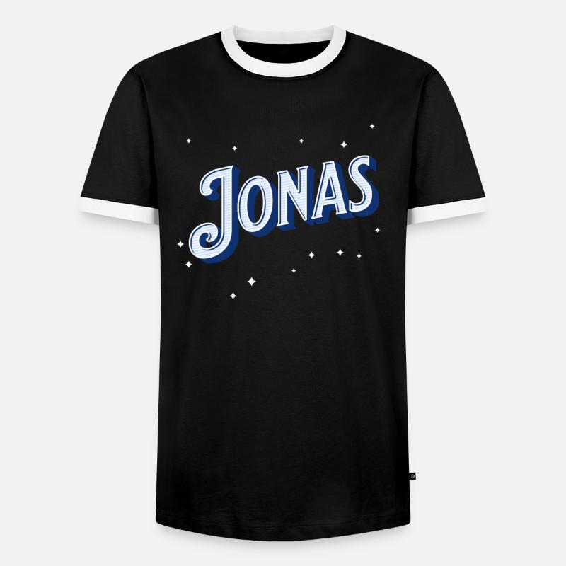 Jonas names personalized - Men's Ringer Shirt - black/white