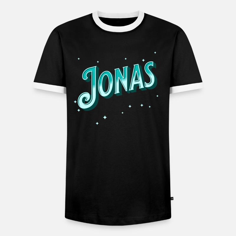 Jonas names personalized - Men's Ringer Shirt - black/white