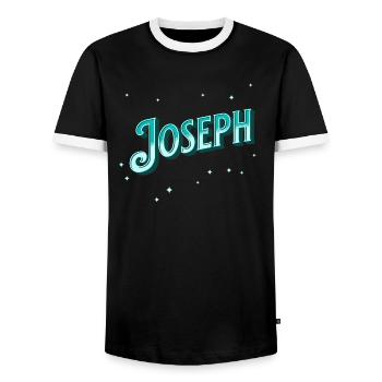 Joseph names personalized - Men's Ringer Shirt - black/white - Front - AI Model Female 172 light (172cm) & AI Model Male 178 light (178cm)