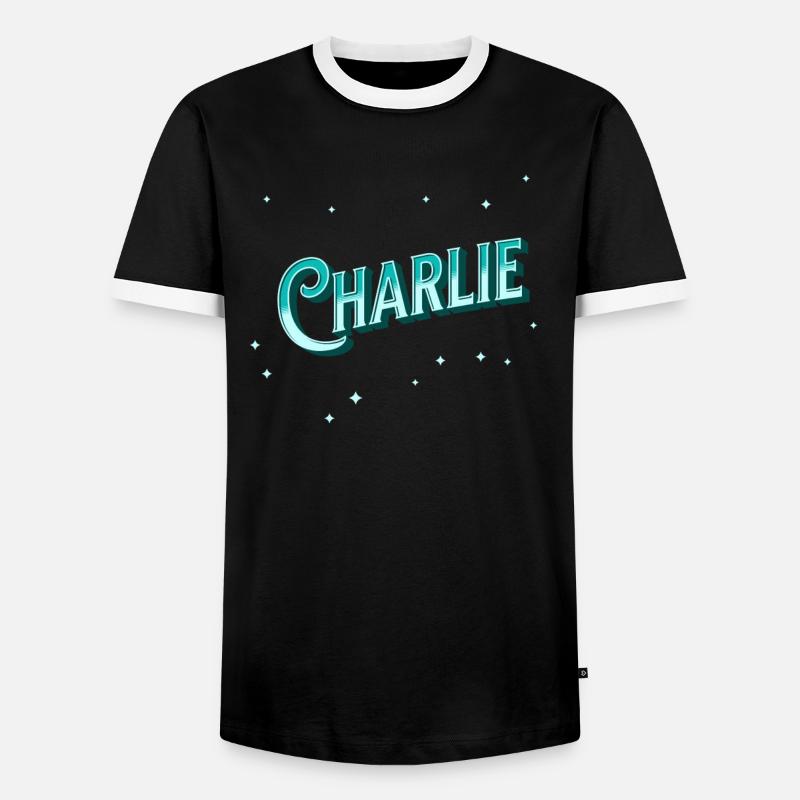 Charlie name personalized - Men's Ringer Shirt - black/white