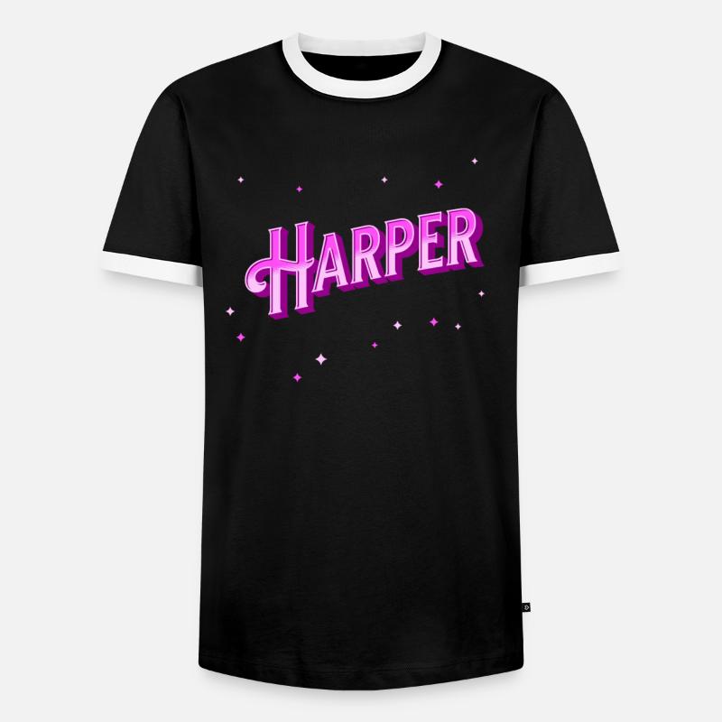 Harper name personalized - Men's Ringer Shirt - black/white