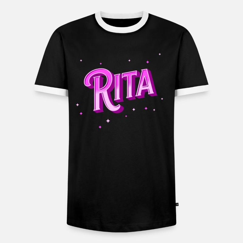 Rita's name personalized - Men's Ringer Shirt - black/white