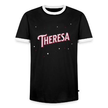 Le nom de Theresa personnalisé - T-shirt contrasté Homme - noir/blanc - Devant - AI Model Female 172 light (172cm) & AI Model Male 178 light (178cm)