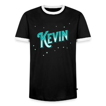 Le prénom de Kevin personnalisé - T-shirt contrasté Homme - noir/blanc - Devant - AI Model Female 172 light (172cm) & AI Model Male 178 light (178cm)