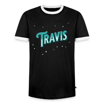 Le nom de Travis personnalisé - T-shirt contrasté Homme - noir/blanc - Devant - AI Model Female 172 light (172cm) & AI Model Male 178 light (178cm)