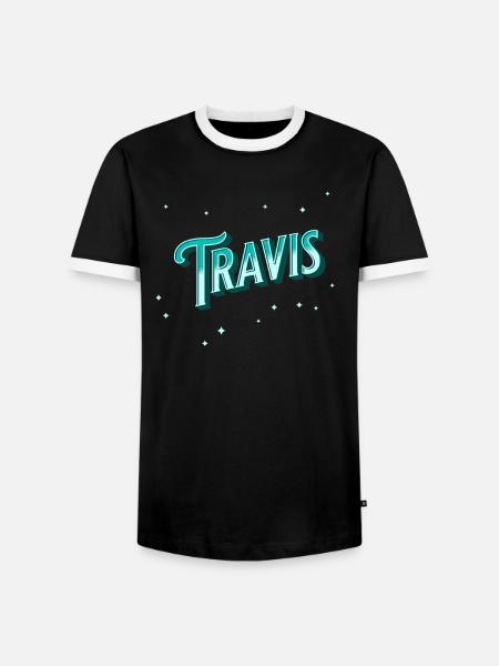 Travis' name personalized - Men's Ringer Shirt - black/white