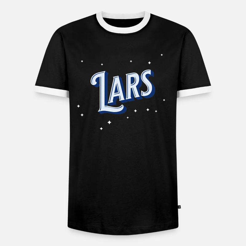 Lar's name personalized - Men's Ringer Shirt - black/white