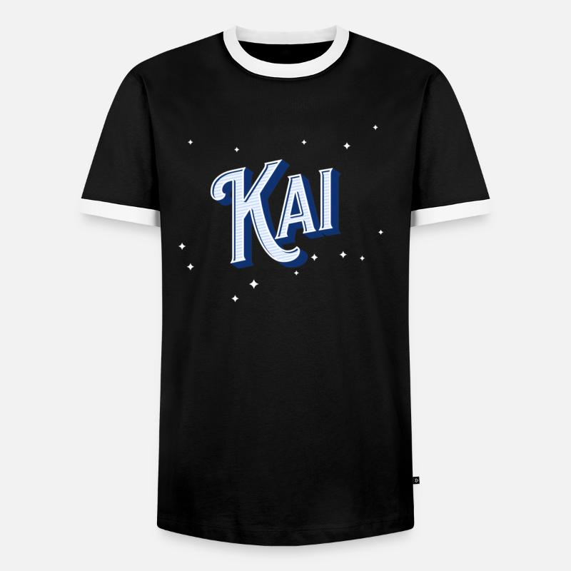 Kai name personalized - Men's Ringer Shirt - black/white
