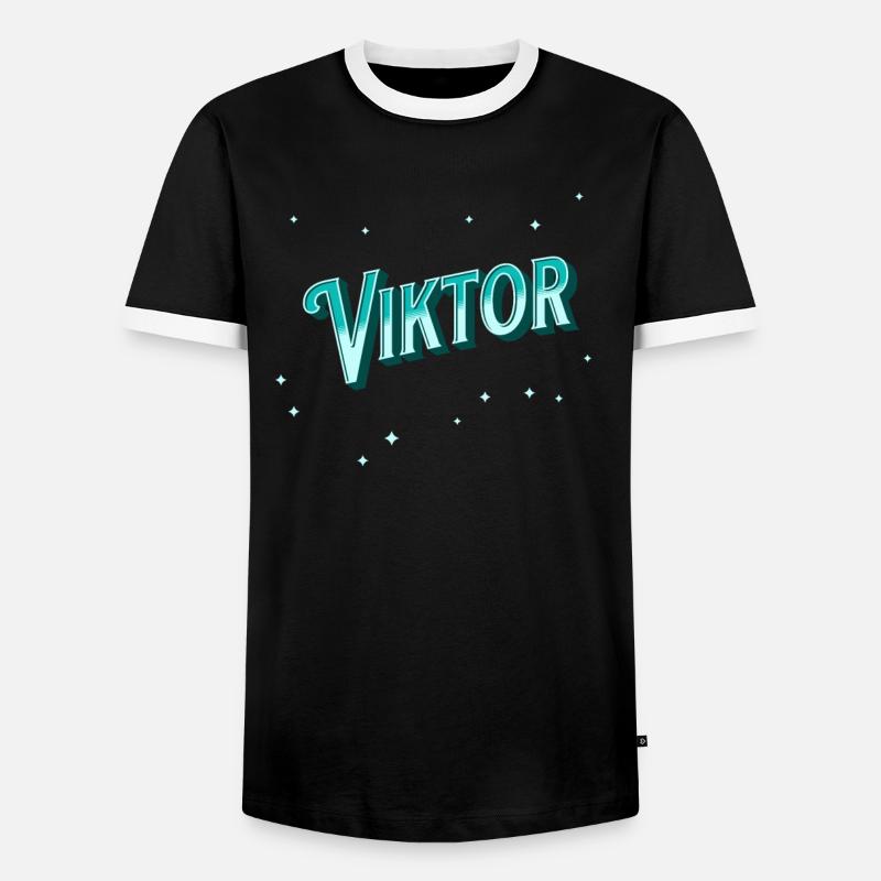 Viktor name personalized - Men's Ringer Shirt - black/white