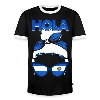 El Salvador Woman - Men's Ringer Shirt - black/white - Front - AI Model Female 172 light (172cm) & AI Model Male 178 light (178cm)