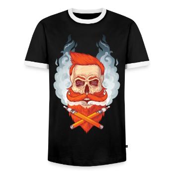 Skull and beard smokes Viper. - Men's Ringer Shirt - black/white - Front - AI Model Female 172 light (172cm) & AI Model Male 178 light (178cm)