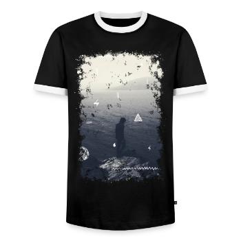 MEER - Männer Kontrast-T-Shirt - Schwarz/Weiß - Vorne - AI Model Female 172 light (172cm) & AI Model Male 178 light (178cm)