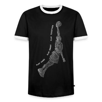 Basketball player - Men's Ringer Shirt - black/white - Front - AI Model Female 172 light (172cm) & AI Model Male 178 light (178cm)