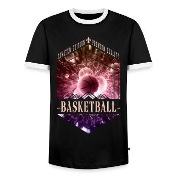 Basketteur Basketteur Dunking Sport Player - T-shirt contrasté Homme - noir/blanc - Devant - AI Model Female 172 light (172cm) & AI Model Male 178 light (178cm)
