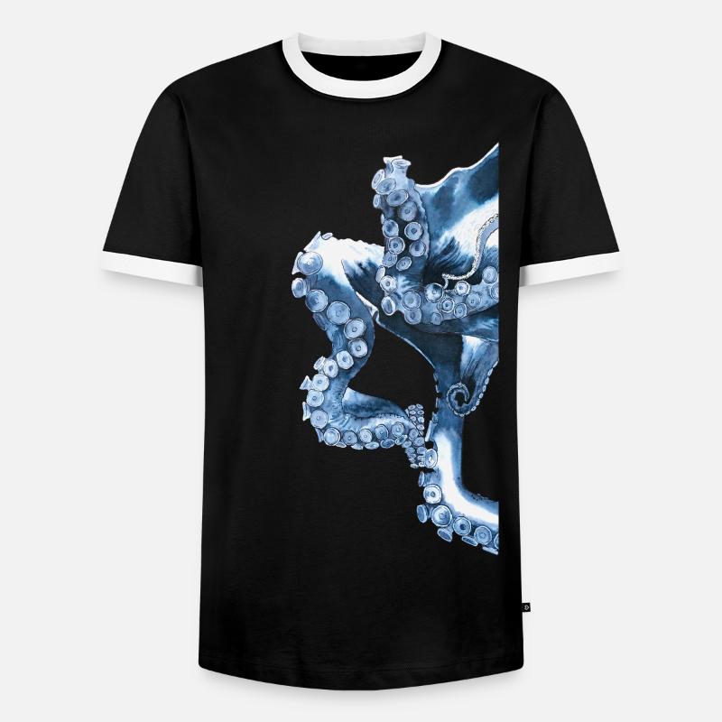 Octopus Tentacle Octopus Tentacle Octopus - Men's Ringer Shirt - black/white