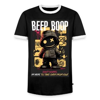 Beep Boop by ART8NS - Art ON Streetwear - Männer Kontrast-T-Shirt - Schwarz/Weiß - Vorne - AI Model Female 172 light (172cm) & AI Model Male 178 light (178cm)