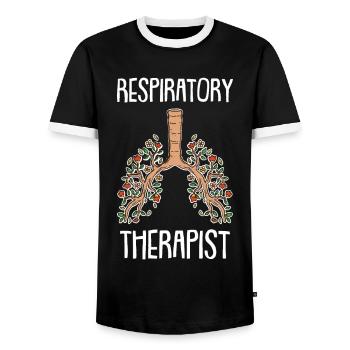 Thérapie respiratoire Médecine pulmonaire thérapeutique - T-shirt contrasté Homme - noir/blanc - Devant - AI Model Female 172 light (172cm) & AI Model Male 178 light (178cm)