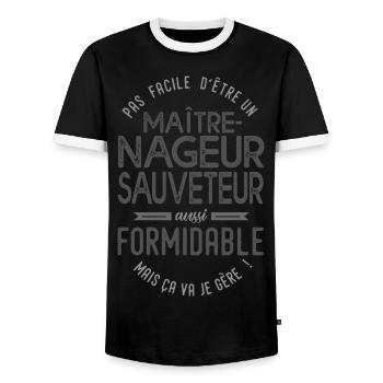 Maître-nageur sauveteur formidable cadeau métier - T-shirt contrasté Homme - noir/blanc - Devant - AI Model Female 172 light (172cm) & AI Model Male 178 light (178cm)