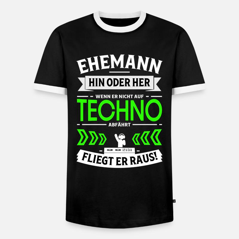 Ehemann steht nicht auf Techno - Techno Geschenk - Männer Kontrast-T-Shirt - Schwarz/Weiß