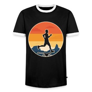 COURSE A PIED passion running idée cadeau original - T-shirt contrasté Homme - noir/blanc - Devant - AI Model Female 172 light (172cm) & AI Model Male 178 light (178cm)