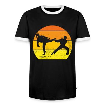 Karate originelle Geschenk-Idee Kampfsport - Männer Kontrast-T-Shirt - Schwarz/Weiß - Vorne - AI Model Female 172 light (172cm) & AI Model Male 178 light (178cm)