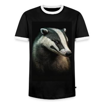 Dachs tier realistisch - Männer Kontrast-T-Shirt - Schwarz/Weiß - Vorne - AI Model Female 172 light (172cm) & AI Model Male 178 light (178cm)