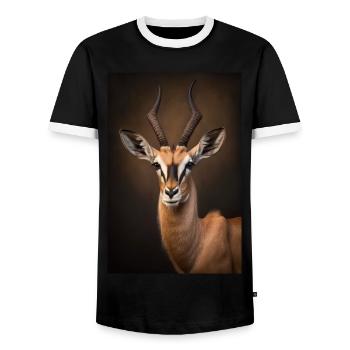 Gazelle safari Africa animal - Men's Ringer Shirt - black/white - Front - AI Model Female 172 light (172cm) & AI Model Male 178 light (178cm)