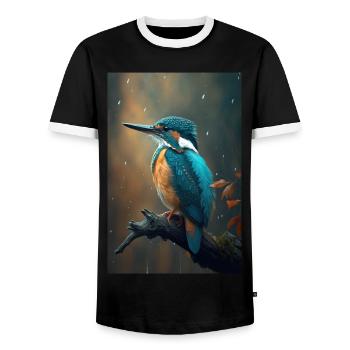 Eisvogel Kingfisher Vogel bird Lover - Männer Kontrast-T-Shirt - Schwarz/Weiß - Vorne - AI Model Female 172 light (172cm) & AI Model Male 178 light (178cm)