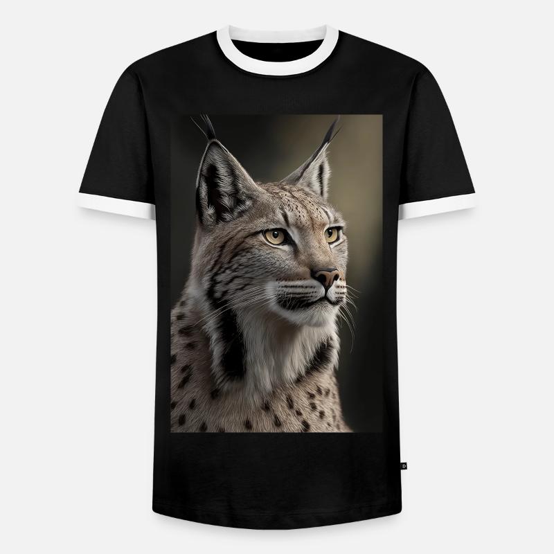Luchs Wildkatze - Männer Kontrast-T-Shirt - Schwarz/Weiß