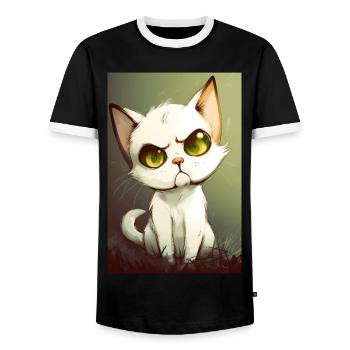 Drôle de chat - T-shirt contrasté Homme - noir/blanc - Devant - AI Model Female 172 light (172cm) & AI Model Male 178 light (178cm)