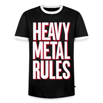 Règles du Heavy Metal - T-shirt contrasté Homme - noir/blanc - Devant - AI Model Female 172 light (172cm) & AI Model Male 178 light (178cm)