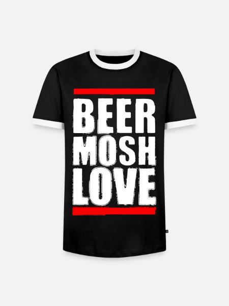 Bier Mosh Liebe Weißer Buchstabe - Männer Kontrast-T-Shirt - Schwarz/Weiß